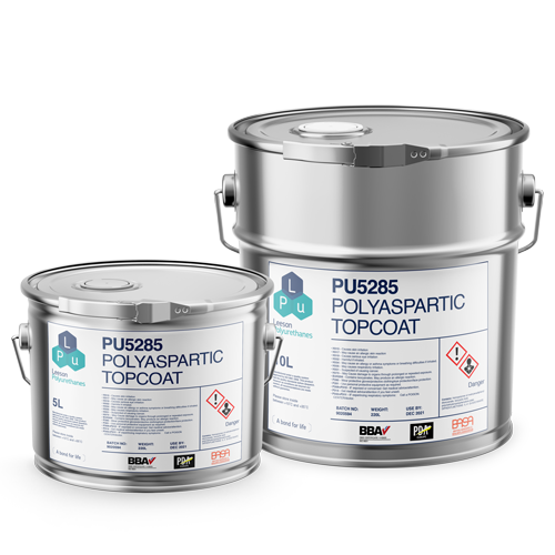 PU5285 Polyaspartic Topcoat in 10 and 5 litre cannisters