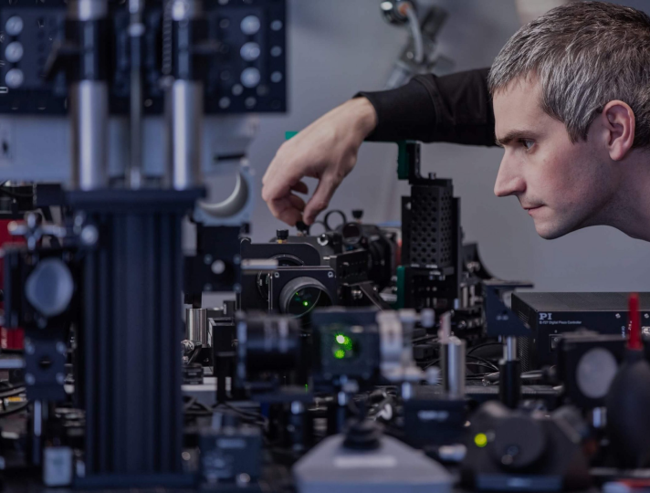 Technical background man working