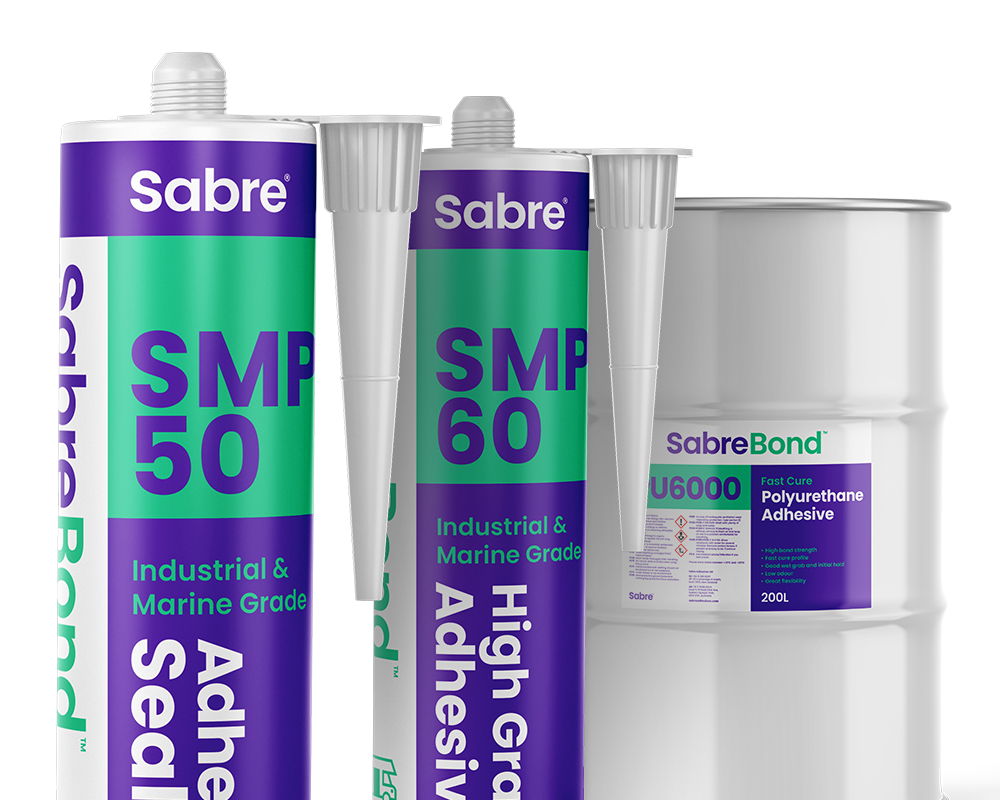 SabreBond SMP50, SMP 60 and PU6000 Ployurethane Adhesive 200 litre drum can