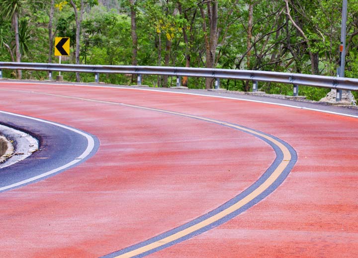 Road with Sabre coatings high friction surfacing