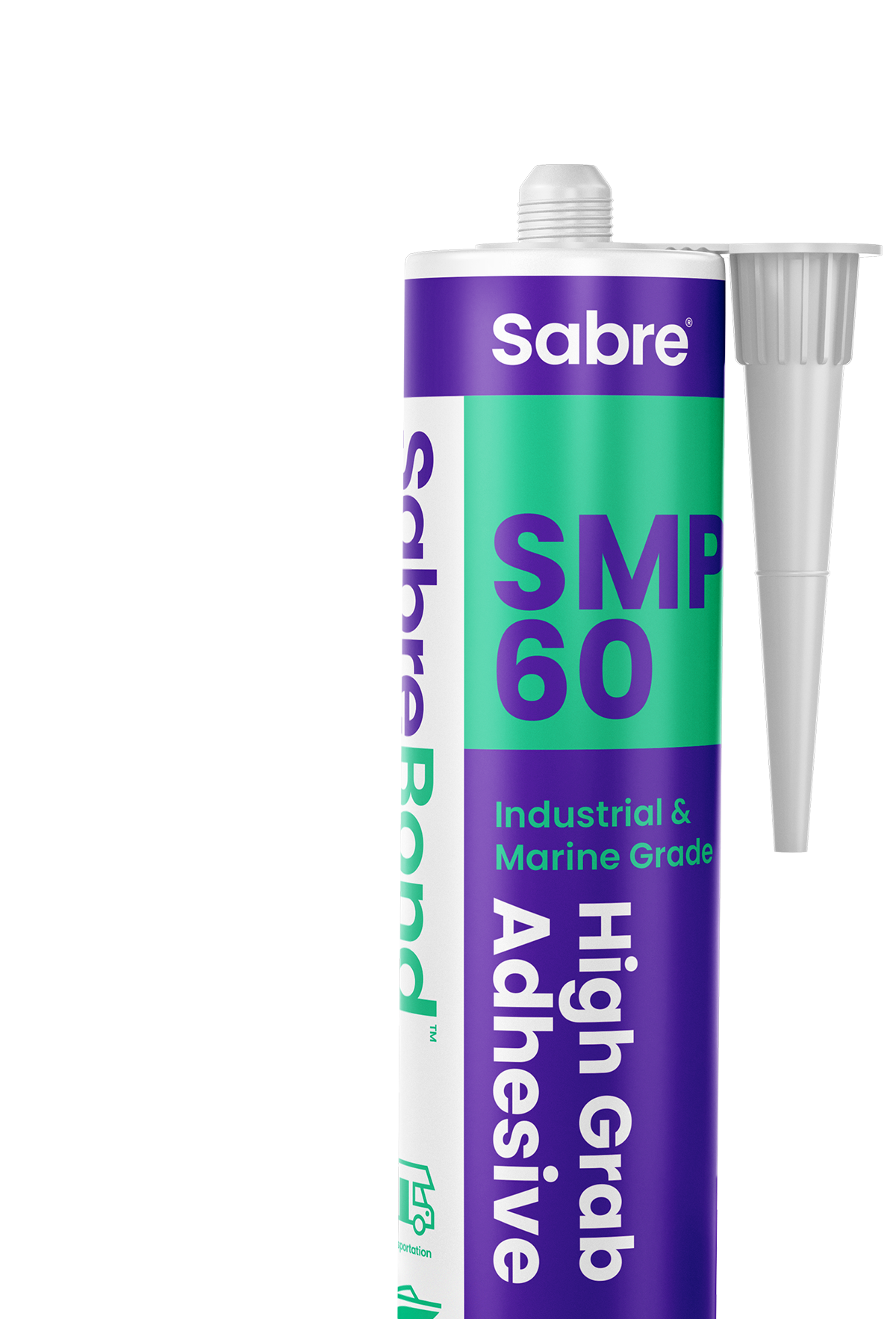 SabreBond SMP60 High-Grab Adhesive with a boat blueprint on the background